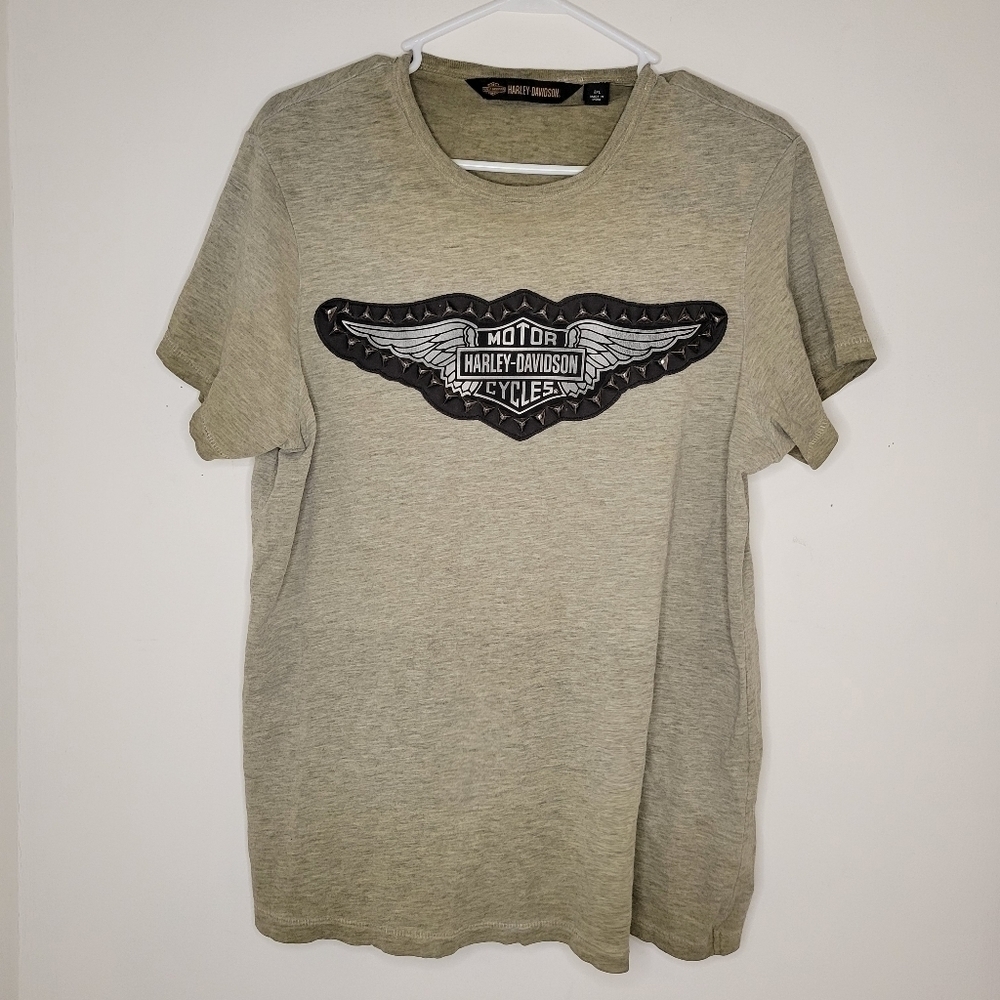 Harley Davidson Women’s Short Sleeve Beige T-Shirt Size (2XL) - Like New